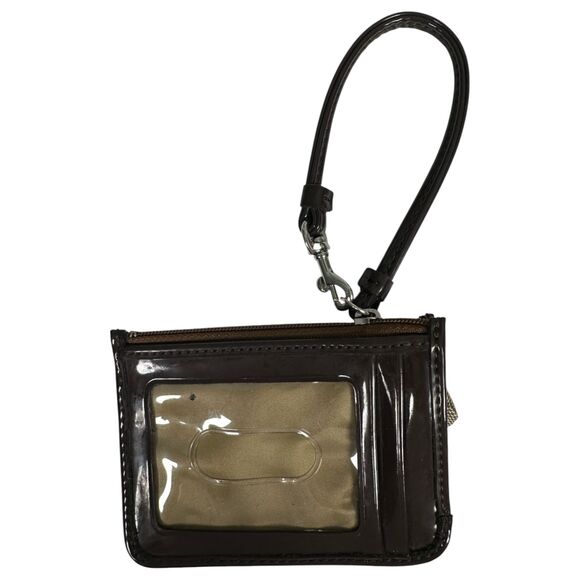 Coach Park Signature Brown Canvas Leather ID Wallet Wristlet - Picture 2 of 3